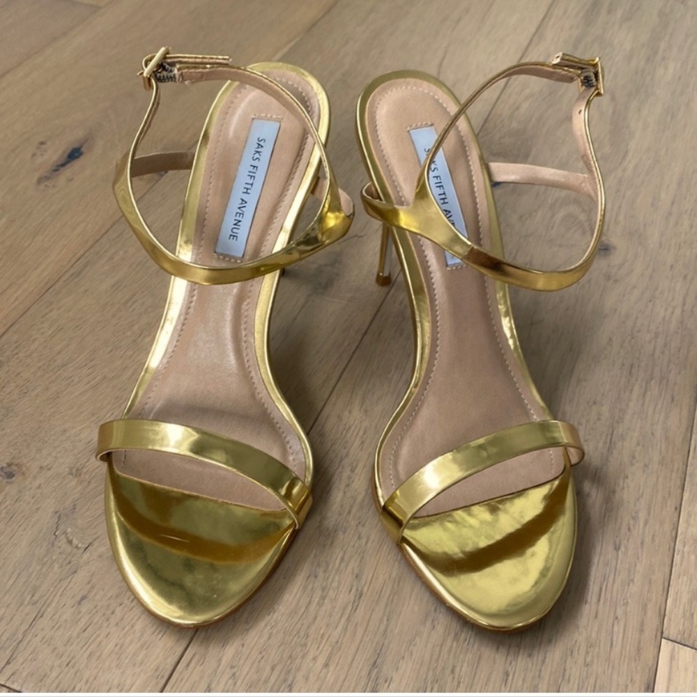 Saks Fifth Avenue Shiny Gold Heels